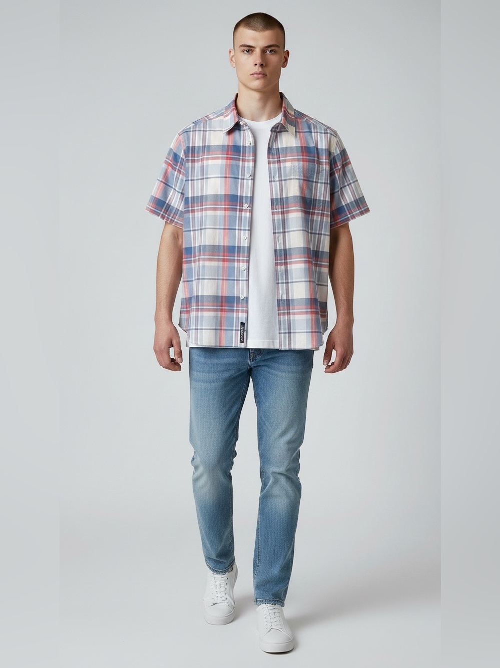 NWOT Nautica Classic Fit Stretch Plaid Cotton Shirt Size XL